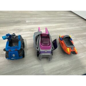 Paw Patrol Chase Skye Zuma Transforming Vehicles Toy Car Boat Lot